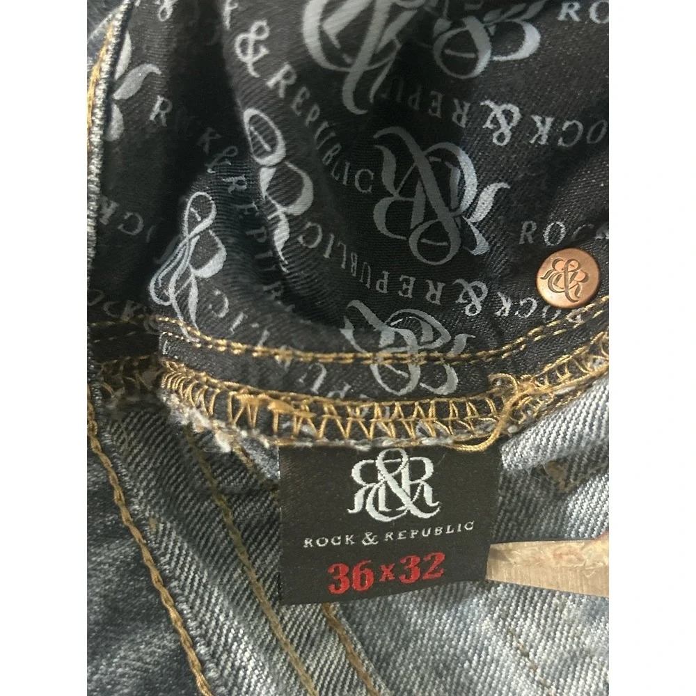 Rock & Republic Neil Mens Blue Straight Leg Jeans R510256 36x32       vv
